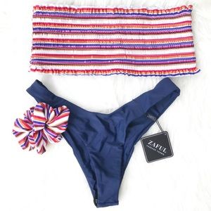 Zaful Rainbow Bandeau Bikini